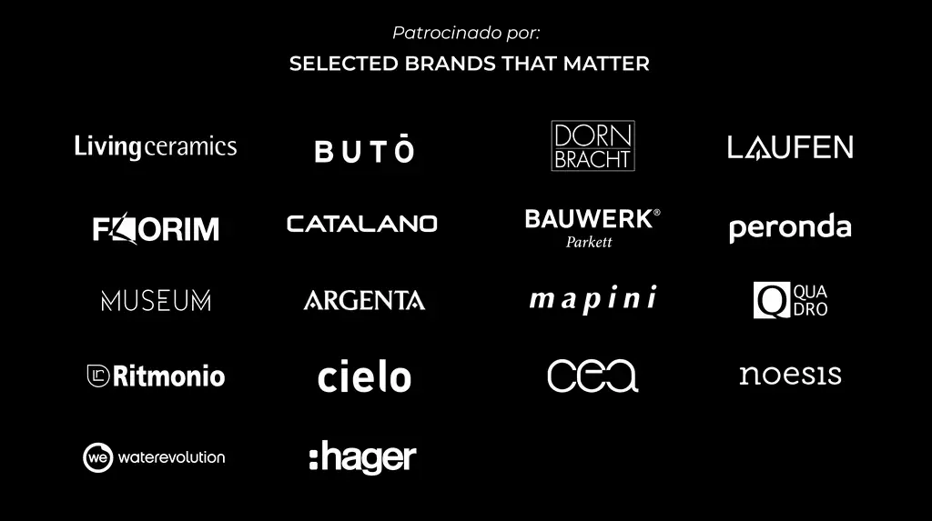 Logotipos de las dieciocho marcas patrocinadoras sobre fondo negro