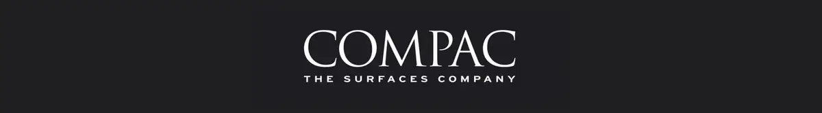 COMPAC The Surfaces Company logo in white on a black background