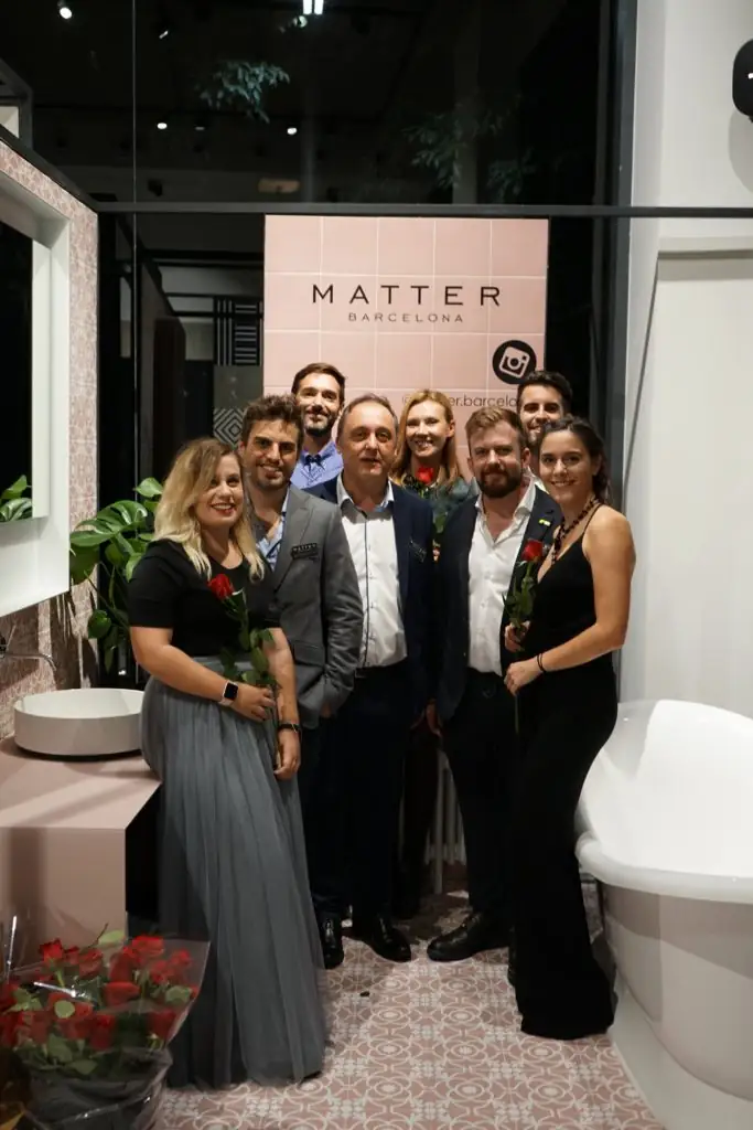 Group photo in front of the photocall with the Matter Barcelona logo