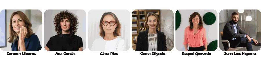 Retratos de Carmen Llinares, Ana García, Clara Rius, Gema Gilgado, Raquel Quevedo y Juan Luis Higuera