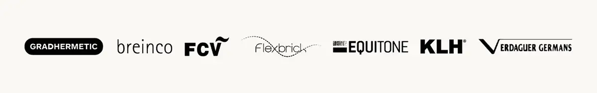 Logos of Gradhermetic, Breinco, FCV, Flexbrick, Equitone, KLH and Verdaguer Germans