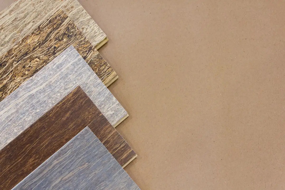 HempWood boards in natural, grey and dark shades fanned out