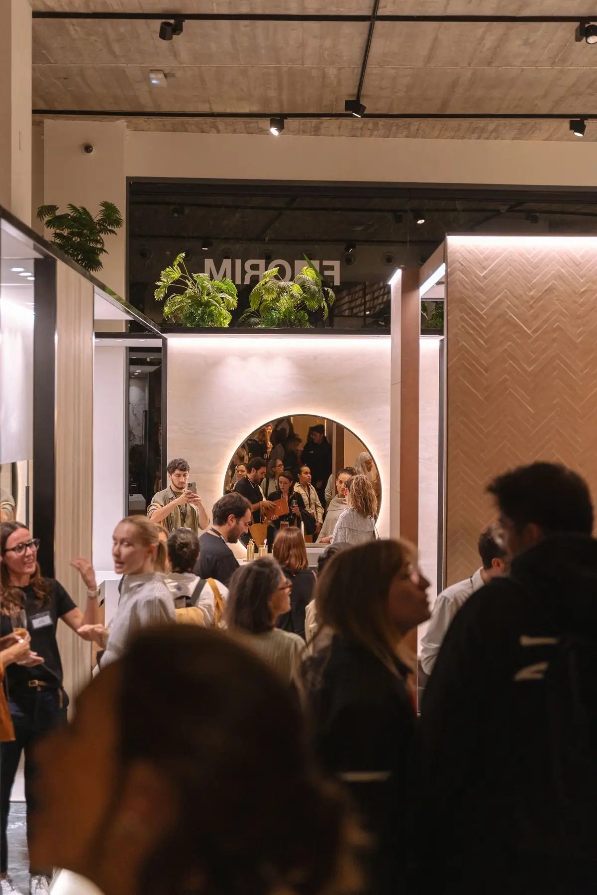 Guests in the Florim space at Matter Barcelona during the cocktail reception